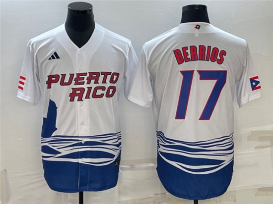 Puerto Rico #17 Jose Berrios White 2023 World Baseball Classic Jersey