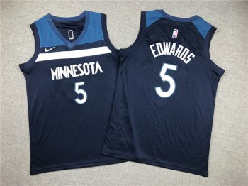 Youth Minnesota Timberwolves #5 Anthony Edwards Navy Swingman Jersey