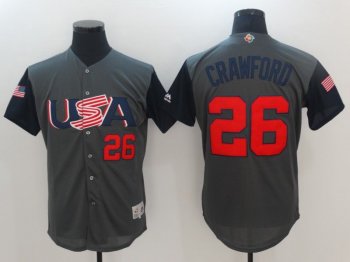 USA #26 Brandon Crawford Gray 2017 World MLB Classic Jersey