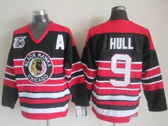 Chicago Blackhawks #9 Bobby Hull 1940's CCM Vintage Black Jersey