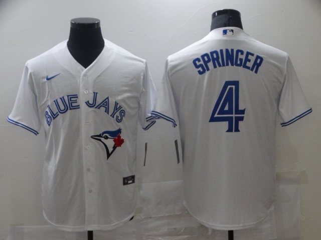 Toronto Blue Jays #4 George Springer White Cool Base Jersey - Click Image to Close