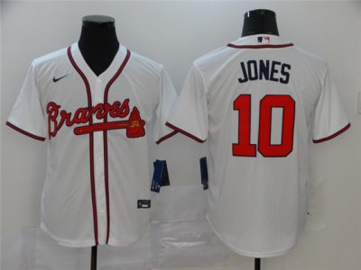 Atlanta Braves #10 Chipper Jones White Cool Base Jersey