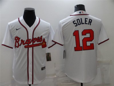 Atlanta Braves #12 Jorge Soler White Cool Base Jersey