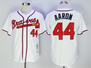 Atlanta Braves #44 Hank Aaron Throwback White Jersey