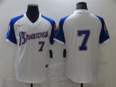Atlanta Braves #7 Dansby Swanson Vintage White Jersey