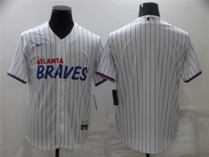 Atlanta Braves Blank White Pinstripe Cool Base Jersey