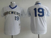Milwaukee Brewers #19 Robin Yount 1982 Throwback White Pinstripe Jersey