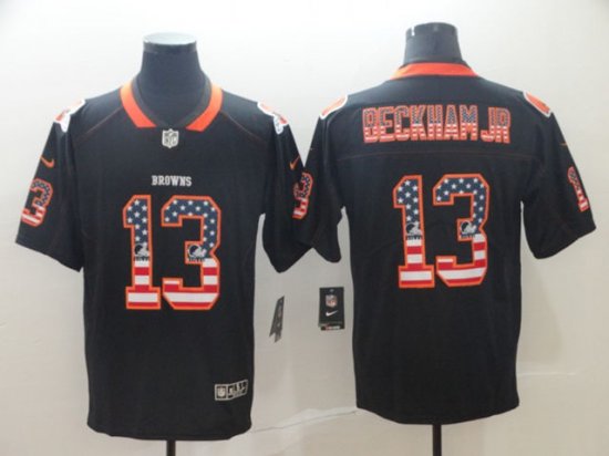 Cleveland Browns #13 Odell Beckham Jr. Black Usa Flag Fashion Vapor Limited Jersey