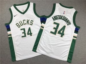 Youth Milwaukee Bucks #34 Giannis Antetokounmpo White Swingman Jersey