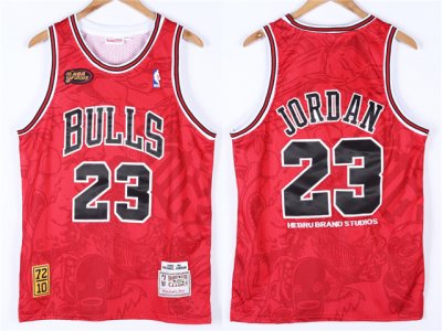 Chicago Bulls x Hebru Brantley #23 Michael Jordan Red 1995-96 Hardwood Classics Jersey