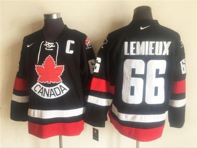 2002 Winter Olympics Team Canada #66 Mario Lemieux CCM Vintage Black Hockey Jersey