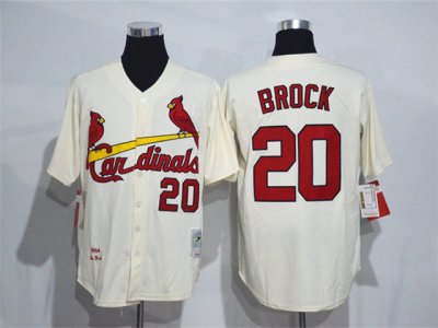 St. Louis Cardinals #20 Lou Brock 1967 Throwback Cream Jersey