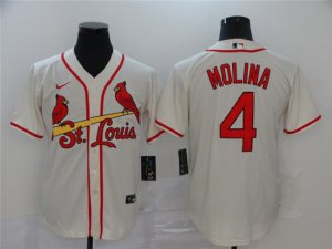 St. Louis Cardinals #4 Yadier Molina Cream 2020 Cool Base Jersey