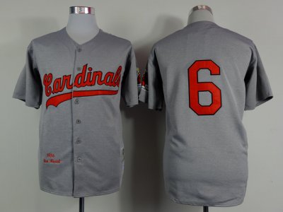 St. Louis Cardinals #6 Stan Musial 1956 Gray Throwback Jersey