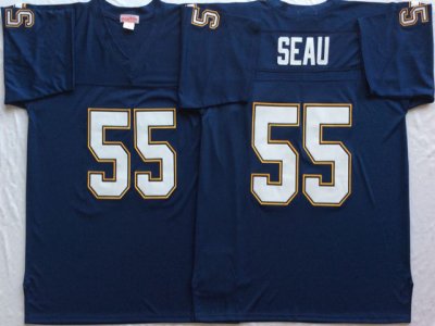 San Diego Chargers #55 Junior Seau Throwback Navy Blue Jersey