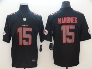 Kansas City Chiefs #15 Patrick Mahomes Black Red Letter Vapor Impact Limited Jersey