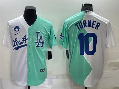 Los Angeles Dodgers #10 Justin Turner White Green 2022 MLB All-Star Split Jersey