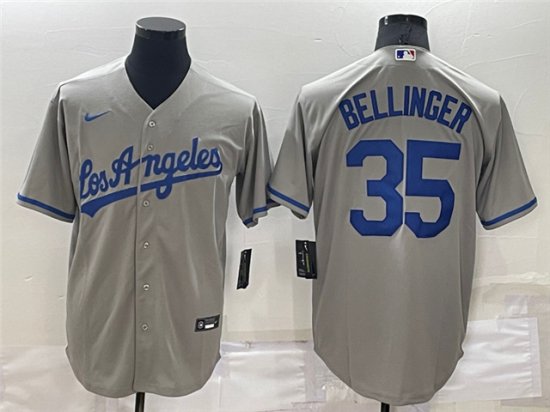 Los Angeles Dodgers #35 Cody Bellinger Gray Cool Base Jersey