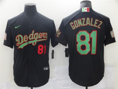 Los Angeles Dodgers #81 Victor Gonzalez Black Mexico Flag Themed World Series Jersey