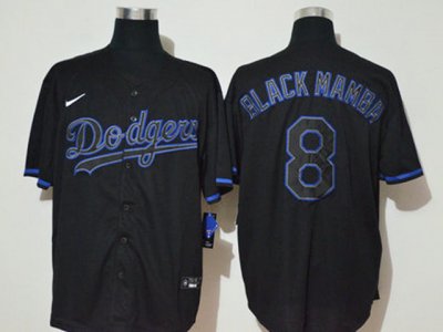 Los Angeles Dodgers #8 Black Mamba Black Cool Base Jersey