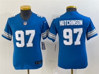 Youth Detroit Lions #97 Aidan Hutchinson 2024 Blue Vapor F.U.S.E. Limited Jersey