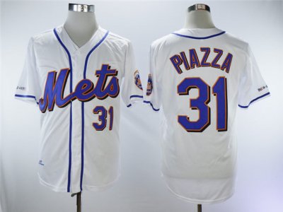 New York Mets #31 Mike Piazza White Throwback Jersey