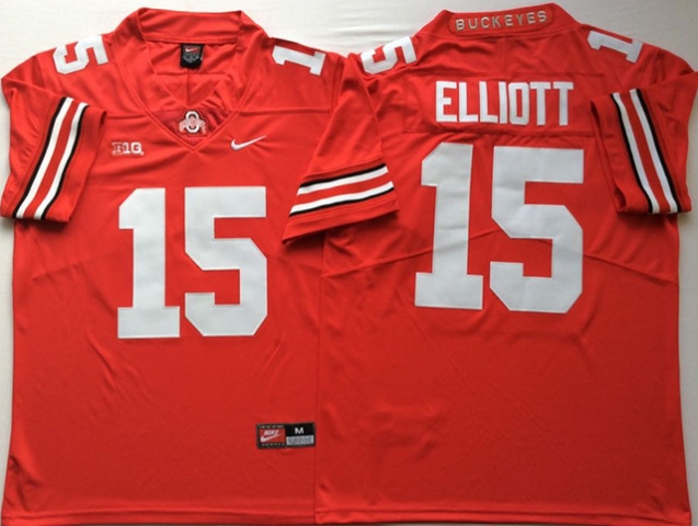 NCAA Ohio State Buckeyes #15 Ezekiel Elliott Red College Football Jersey - Click Image to Close