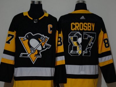 Pittsburgh Penguins #87 Sidney Crosby Black 2020 Team Logo Printing Jersey