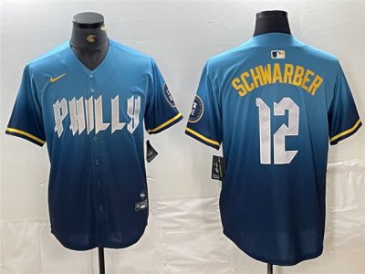 Philadelphia Phillies #12 Kyle Schwarber Blue 2024 City Connect Limited Jersey