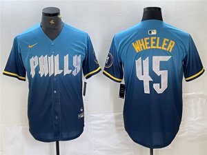 Philadelphia Phillies #45 Zack Wheeler Blue 2024 City Connect Limited Jersey