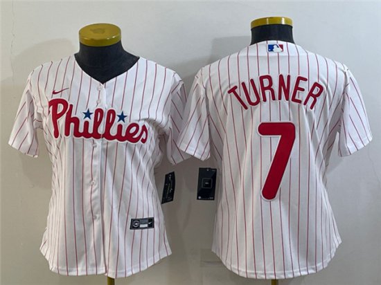 Women's Philadelphia Phillies #7 Trea Turner White Cool Base Jersey