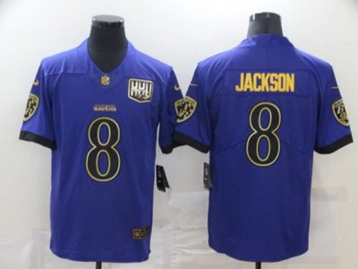 Baltimore Ravens #8 Lamar Jackson Purple Golden Vapor Limited Jersey