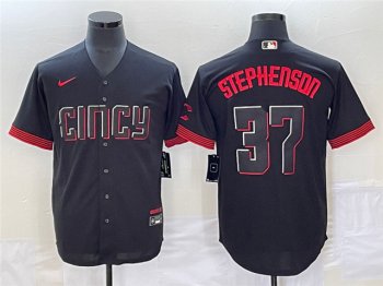 Cincinnati Reds #37 Tyler Stephenson Black 2023 City Connect Jersey