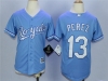 Youth Kansas City Royals #13 Salvador Perez Light Blue Cool Base Jersey