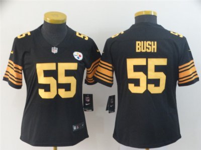 Women's Pittsburgh Steelers #55 Devin Bush Black Color Rush Limited Jersey