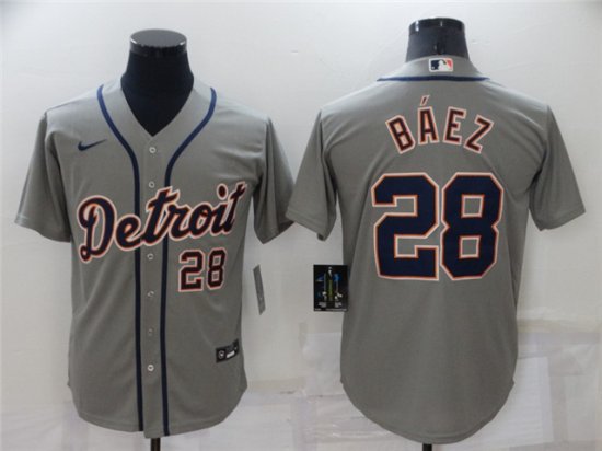 Detroit Tigers #28 Javier Baez Gray Cool Base Jersey