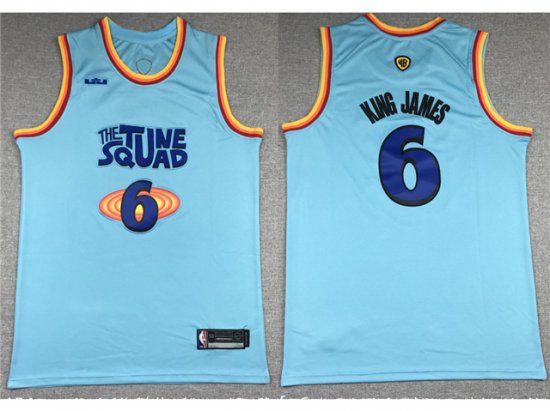 Space Jam: A New Legacy Tune Squad #6 King James Blue Movie Basketball Jersey