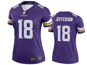 Womens Minnesota Vikings #18 Justin Jefferson Purple Vapor Limited Jersey