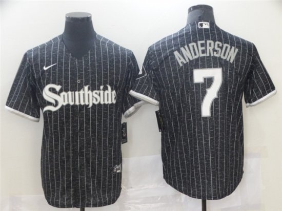 Chicago White Sox #7 Tim Anderson Black 2021 City Connect Cool Base Jersey