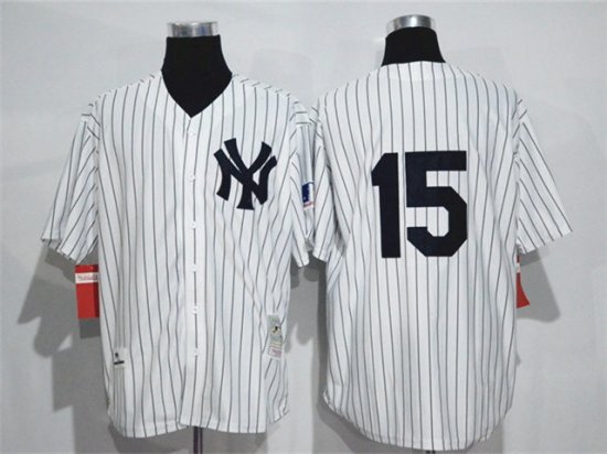 New York Yankees #15 Thurman Munson Throwback White Pinstripe Jersey