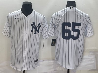 New York Yankees #65 White Without Name Cool Base Jersey
