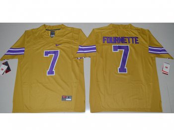 NCAA LSU Tigers #7 Leonard Fournette Yellow College Football Jersey