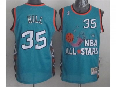 1996 NBA All-Star Game Eastern Conference #35 Grant Hill Teal Hardwood Classic Jersey