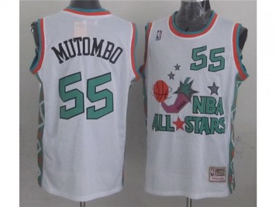 1996 NBA All-Star Game Western Conference #55 Dikembe Mutombo White Hardwood Classic Jersey