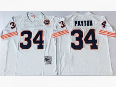 Chicago Bears #34 Walter Payton Throwback White Jersey