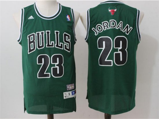 Chicago Bulls #23 Michael Jordan Green Black Letter Throwback Jersey