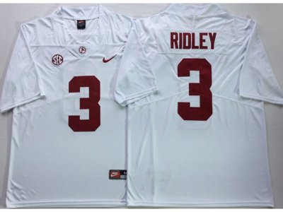 NCAA Alabama Crimson Tide #3 Calvin Ridley White College Football Jersey
