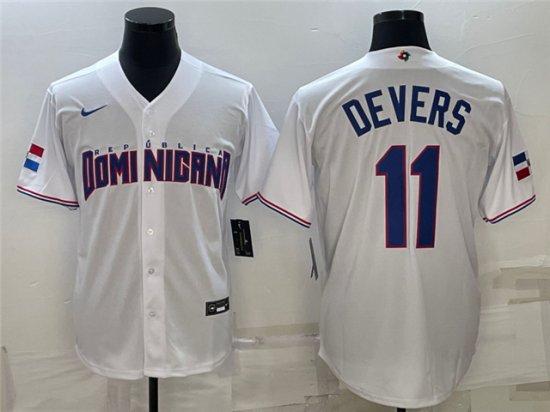 Dominican Republic #11 Rafael Devers White 2023 World Baseball Classic Jersey