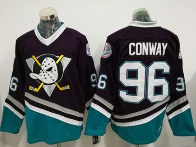Anaheim Mighty Ducks #96 Charlie Conway Black Throwback Jersey