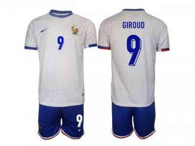 National France #9 Giroud Away White 2024/25 Soccer Jersey